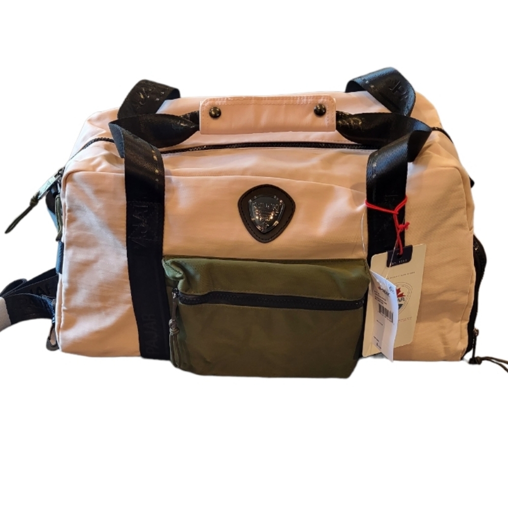 Pajar Light Pink Army Green Black Double Handle Shoulder Crossbody Duffle Bag - Picture 3 of 17